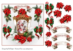 Santa Lantern Card Front With Decoupage