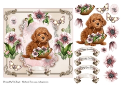 Poppy Dog Card Front With Decoupage