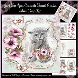 Just For You Cat with Floral Basket Mini Page Kit