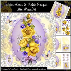 Yellow Roses & Violets Bouquet Mini Page Kit