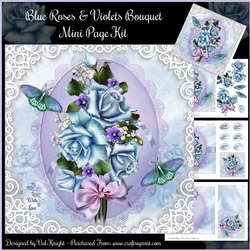 Blue Roses & Violets Bouquet Mini Page Kit