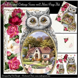 Owl Shaped Cottage Scene no2 Mini Page Kit