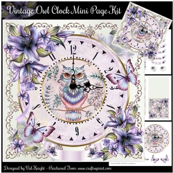 Vintage Owl Clock Mini Page Kit