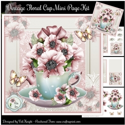 Vintage Floral Cup Mini Page Kit