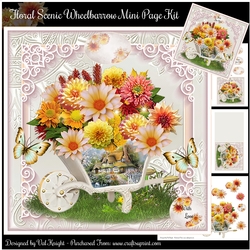 Floral Scenic Wheelbarrow Mini Page Kit