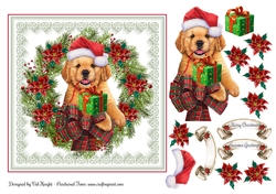 Dog Christmas Wreath Topper with Decoupage