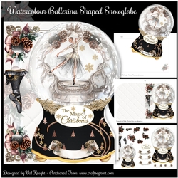 Watercolour Ballerina Shaped Christmas Snowglobe Mini Page Kit