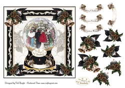 Art Deco Christmas Snowglobe Card Front With Decoupage