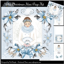 Blue Poinsettia Christmas Mini Page Kit