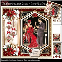 Art Deco Christmas Couple 4 Mini Page Kit