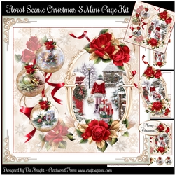Floral Scenic Christmas 3 Mini Page Kit