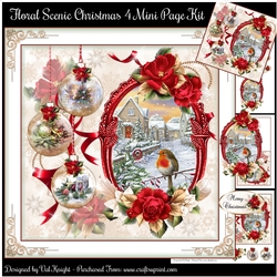 Floral Scenic Christmas 4 Mini Page Kit