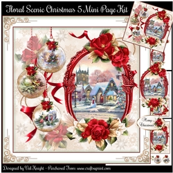 Floral Scenic Christmas 5 Mini Page Kit