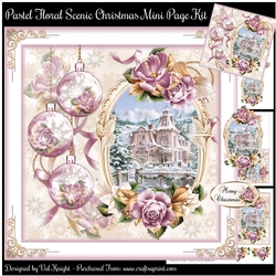 Pastel Floral Scenic Christmas Mini Page Kit