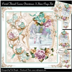 Pastel Floral Scenic 3 Christmas Mini Page Kit
