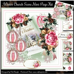 Winter Church Scene Mini Page Kit