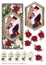 Art Deco Christmas DL Card Front 02 With Decoupage