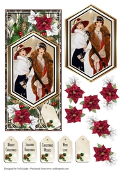 Art Deco Christmas DL Card Front 03 With Decoupage