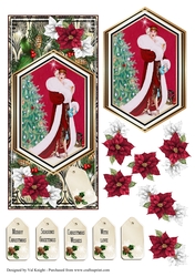 Art Deco Christmas DL Card Front 04 With Decoupage