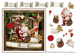 Busy Santa Card Front With Decoupage