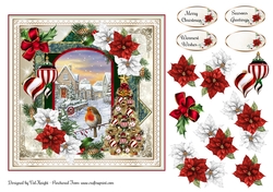 Robin Scene Christmas Card Front With Decoupage