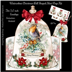 Watercolour Christmas Bell - Shaped Mini Page Kit