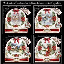 Watercolour Christmas Scenic Shaped Bumper Mini Page Kits 