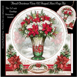Floral Christmas Vase 02 Shaped Mini Page Kit 