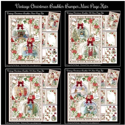 Vintage Christmas Baubles Bumper Mini Page Kits