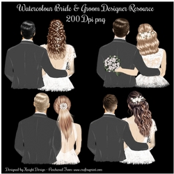 4 Watercolour Bride & Groom - Designer Resource