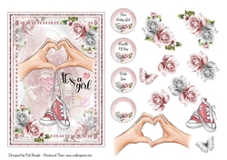 Its A Girl Card Front With Decoupage