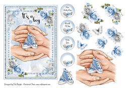 Its A Boy Card Front 02 With Decoupage