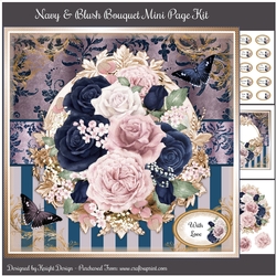 Navy and Blush Bouquet Mini Page Kit