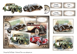 Retro Cars Card Front With Decoupage 03