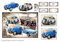 Retro Cars Card Front With Decoupage 04