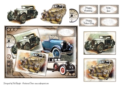 Retro Cars Card Front With Decoupage 05