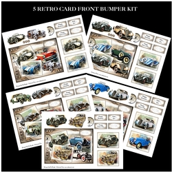 5 Retro Car Card Fronts Bumper Kit