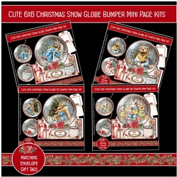 Cute 6x6 Christmas Snow Globe Bumper Mini Page Kits