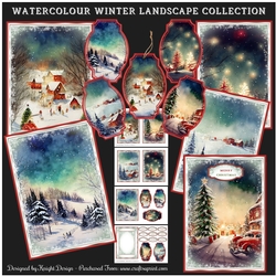 Watercolour Winter Landscape Collection 