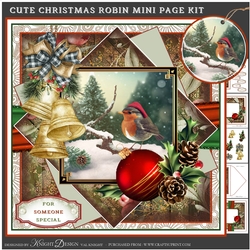 Cute Christmas Robin Mini Page Kit