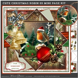 Cute Christmas Robin 03 Mini Page Kit