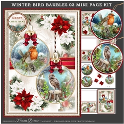 Winter Bird Baubles 02 Mini Page Kit