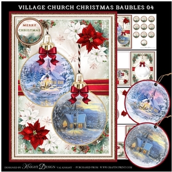 Village Church Christmas Baubles 04 Mini Page Kit