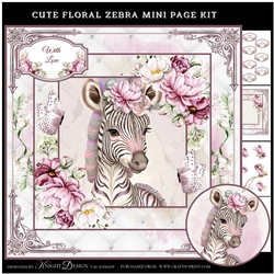 Cute Floral Zebra Mini Page Kit
