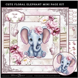 Cute Floral Elephant Mini Page Kit
