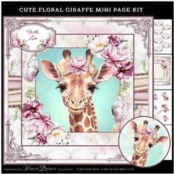 Cute Floral Giraffe Mini Page Kit