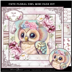 Cute Floral Owl Mini Page Kit