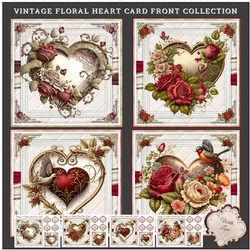 Beautiful Vintage Floral Heart Card Front Collection