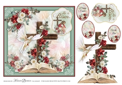 He Is Risen Card Front With Decoupage