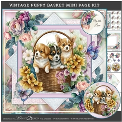 Vintage Puppy Basket Mini Page Kit